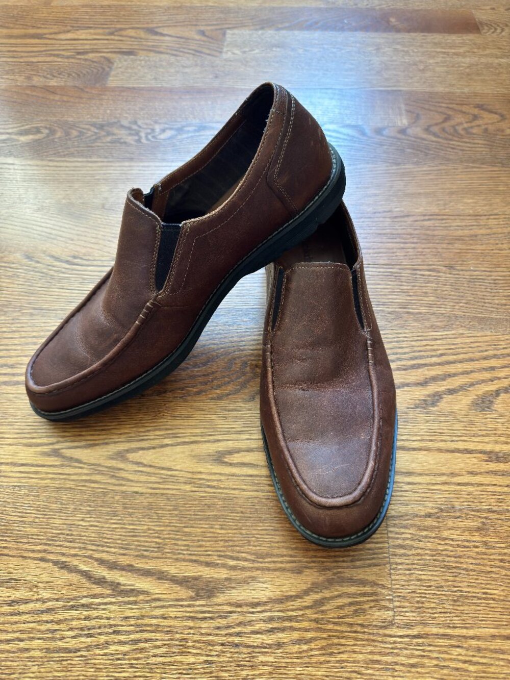 Timberland Men’s 12 Brown Leather SensorFlex Slip On Loafers Moc Toe Preppy